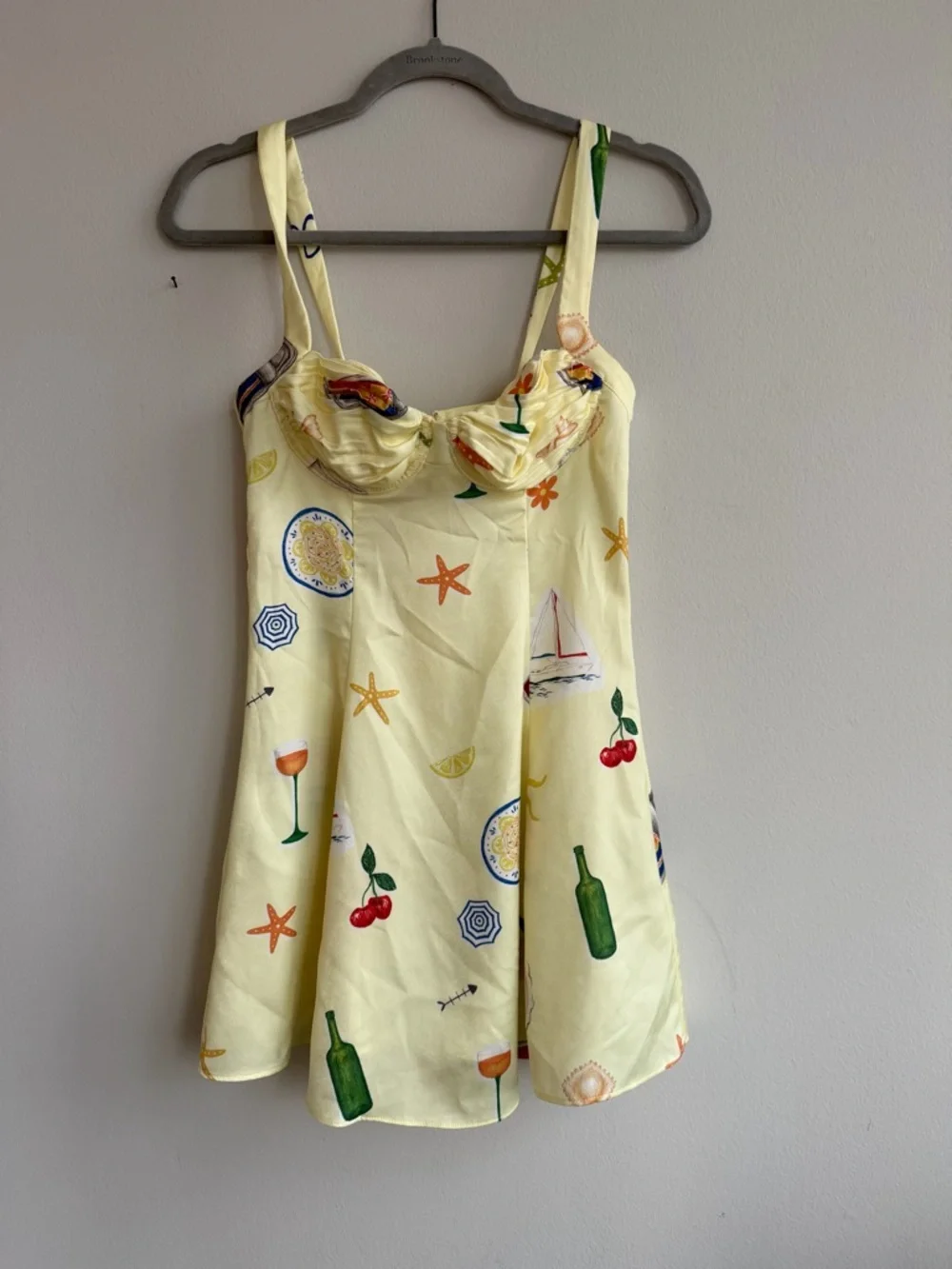 For Love & Lemons Ciao Yellow Printed Sweetheart Mini Dress - Picture 3 of 5